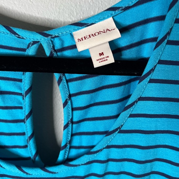 Merona Blue and Black Striped Midi Dress - Picture 3 of 5